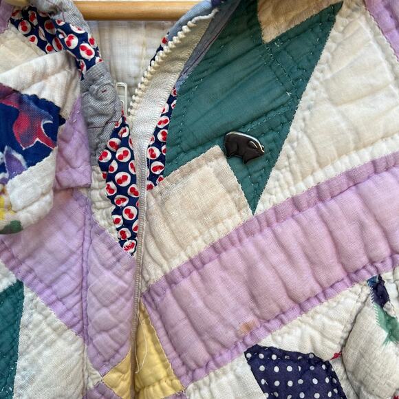 Rare Vintage 70’s Hand Quilted Zip Up Jacket Size XL 23x29 - Picture 4 of 10